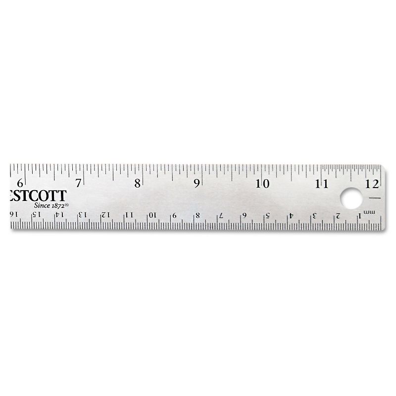 Westcott Stainless Steel Office Ruler With Non Slip Cork Base 12" 10415