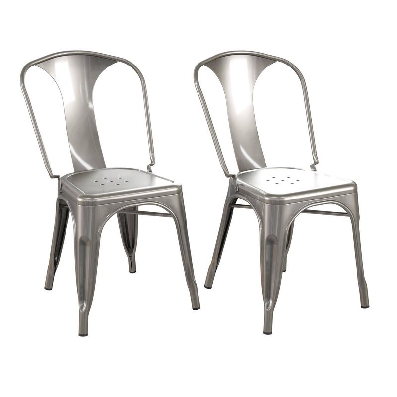 Set of 2 Fay Metal Dining Chair Gray - Room & Joy