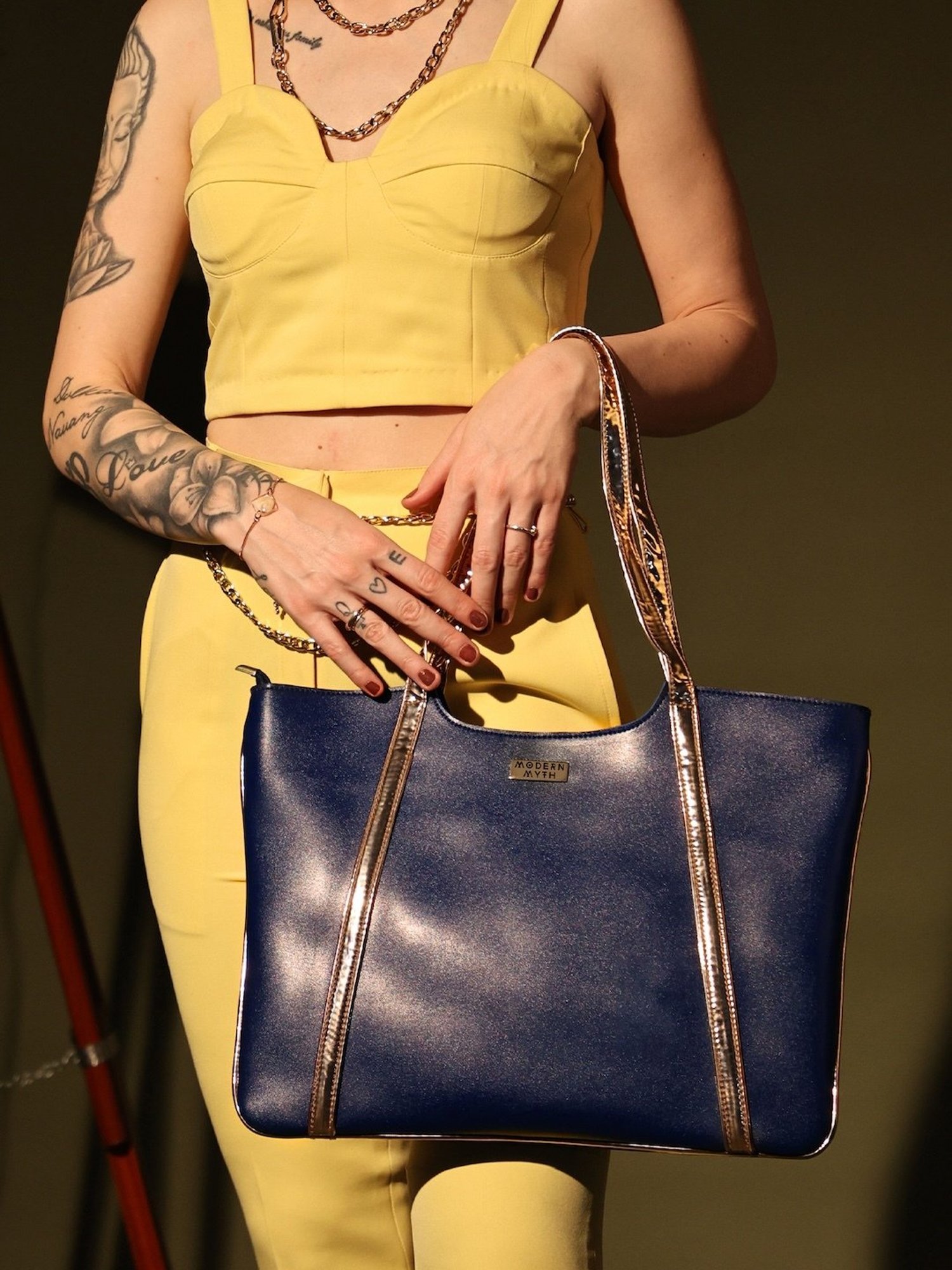 Modern Myth Trapeze Blue Large Tote Bag