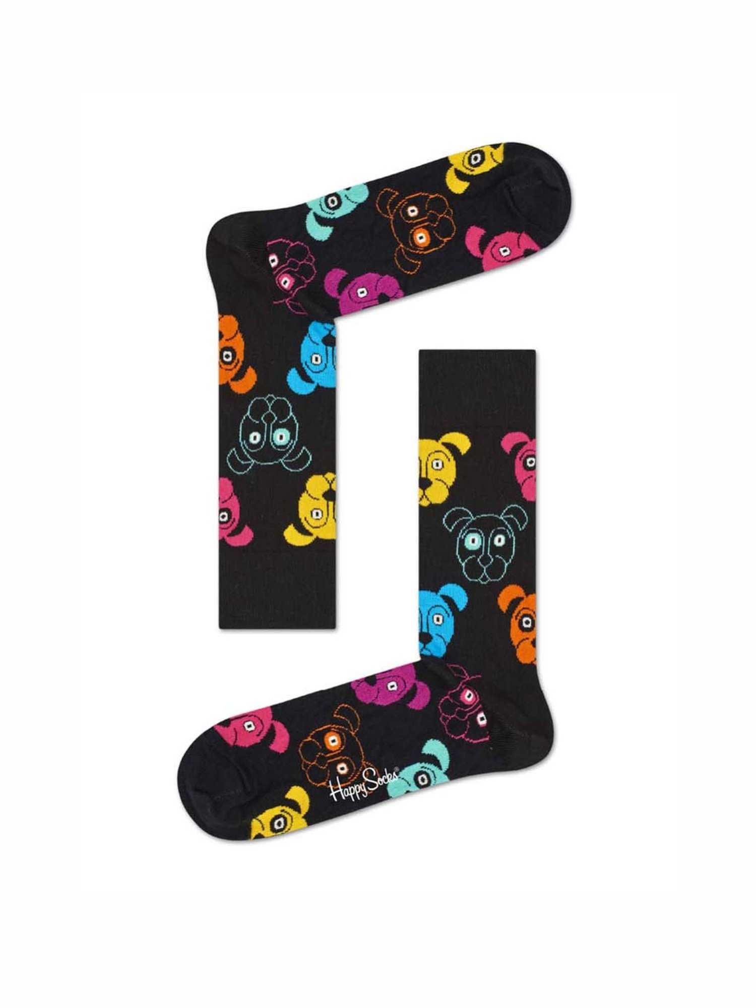 Happy Socks Dog Black Cotton Printed Socks (36-40)