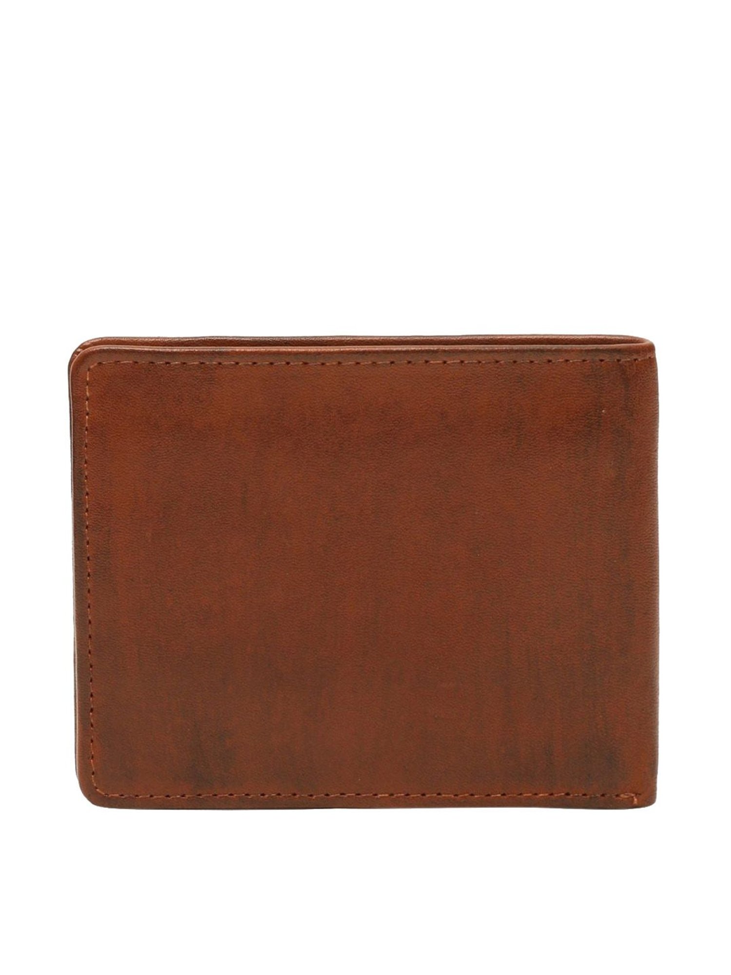 KOMPANERO Jake Cognac Leather Textured Bi-Fold Wallet