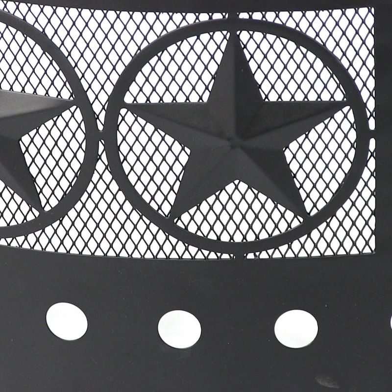 Sunnydaze Outdoor Heavy-Duty Steel Portable Large Round Four Star Cut Out Fire Pit Ring - 36" - Black