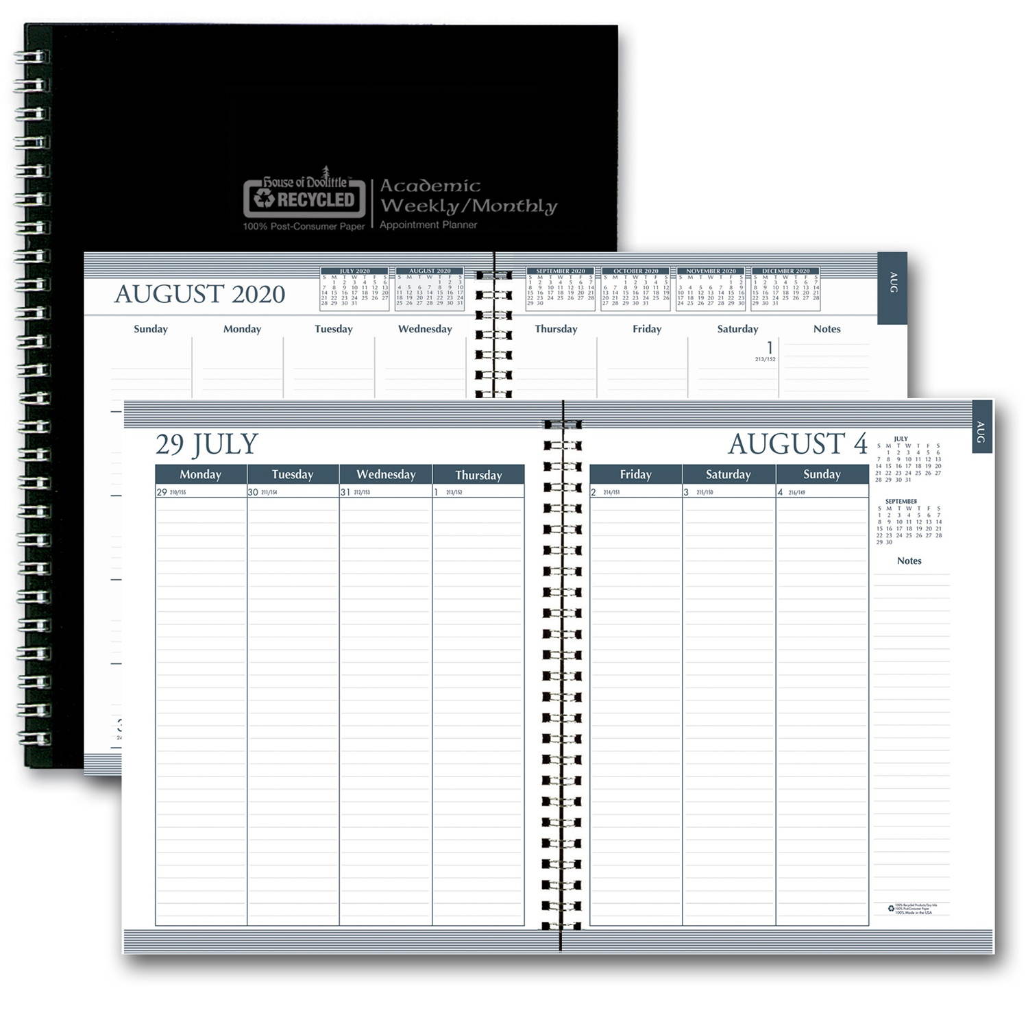 HOUSE OF DOOLITTLE 2020-2021 7 x 9 Academic Planner, Black 295532-21