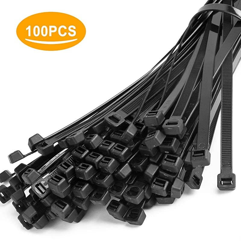 Cable Zip Ties  MultiPurpose Heavy Duty Nylon Self Locking Cable Ties Length 16 Inch Width 035 Inch Industrial Grade 175 LB Tensile Strength Wire Ties 100 Pcs Black