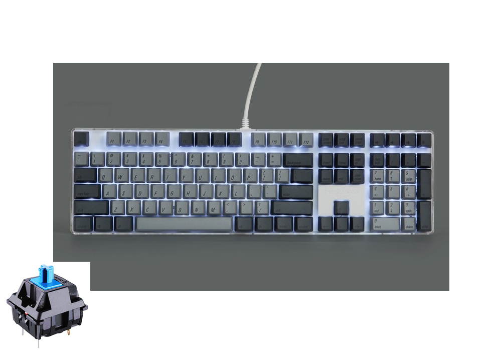 Qisan Magicforce N-key Rollover  Mechanical Keyboard Gaming Keyboard Cherry MX Brown  100% Full Size 108 Keys with White Backlight Case,PBT Keycaps