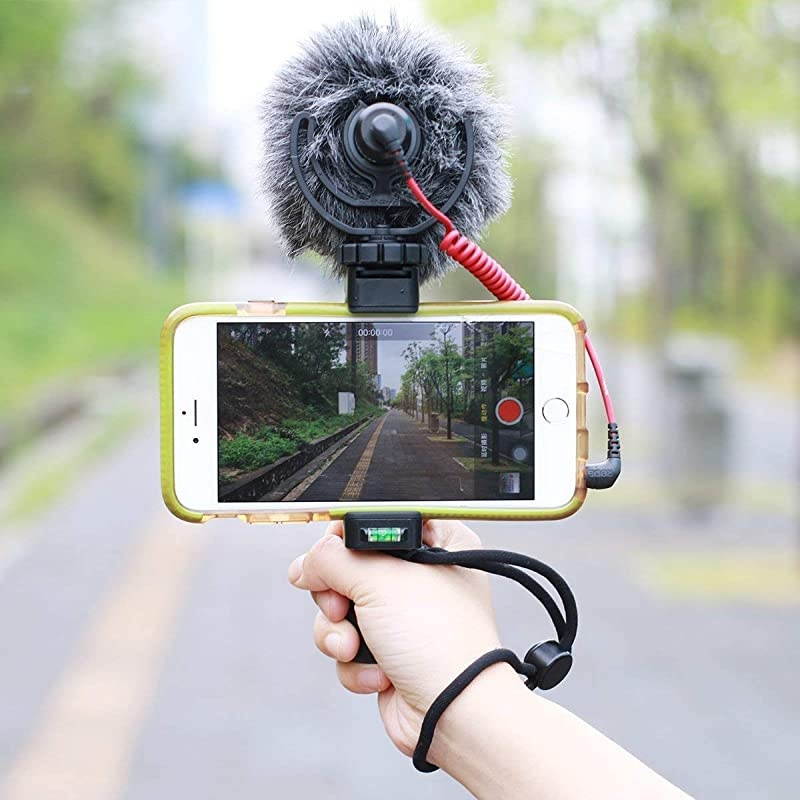 FMount Mobile Smartphone Camera Grip Holder Handle Rig Monopod with Tripod Mount and Cold Shoe Mount for Filming Video on Most Smartphones iPhone iPhone Plus Galaxy Android