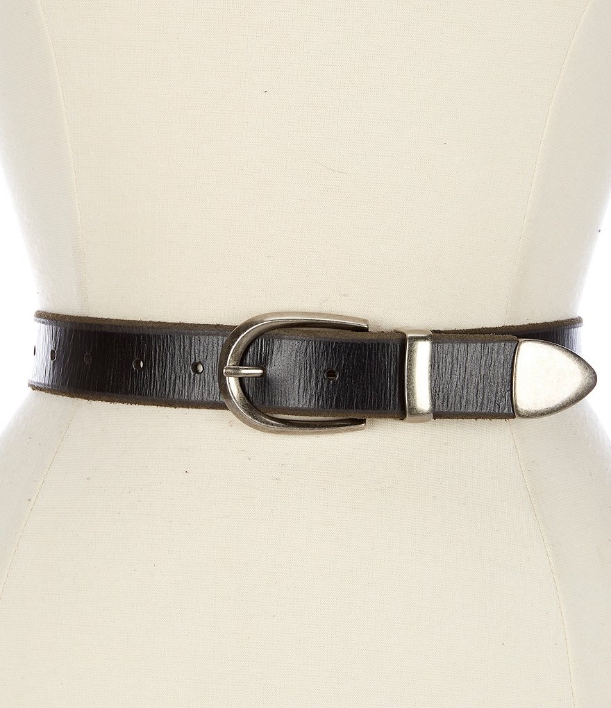 Frye 1.25#double; Metal Tip Leather Jean Belt
