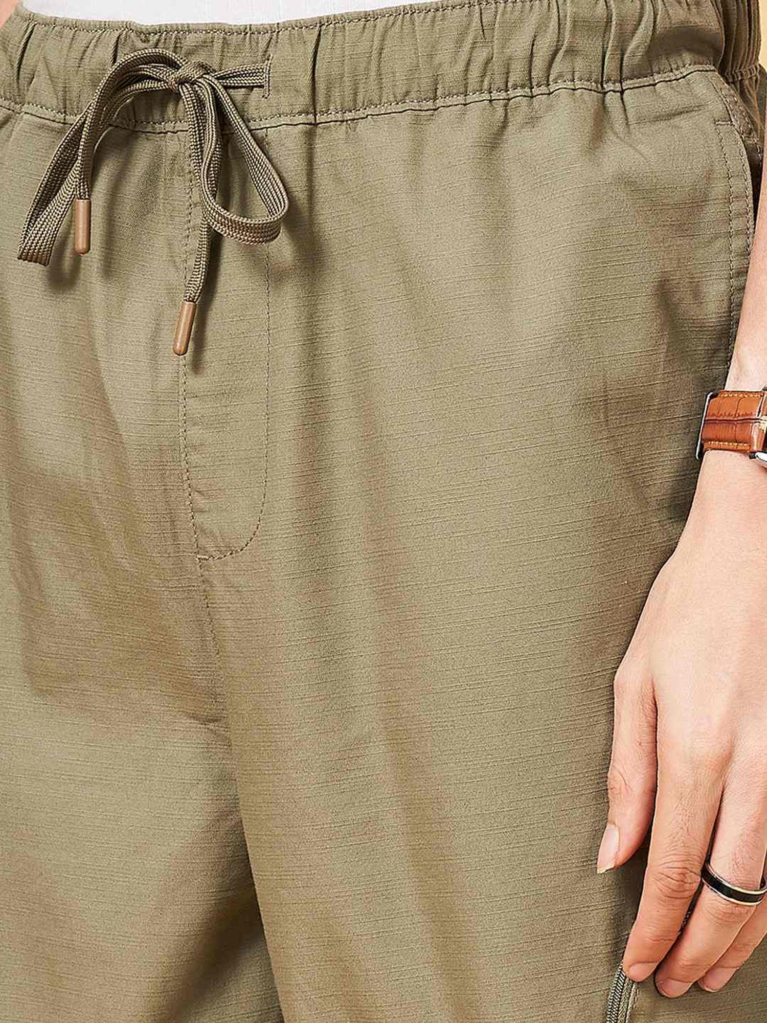 Urban Ranger By Pantaloons Bluish Olive Loose Fit Joggers