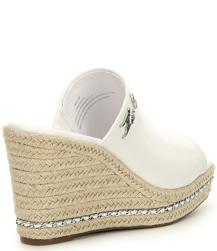 KARL LAGERFELD PARIS Corissa Leather Platform Wedge Espadrilles