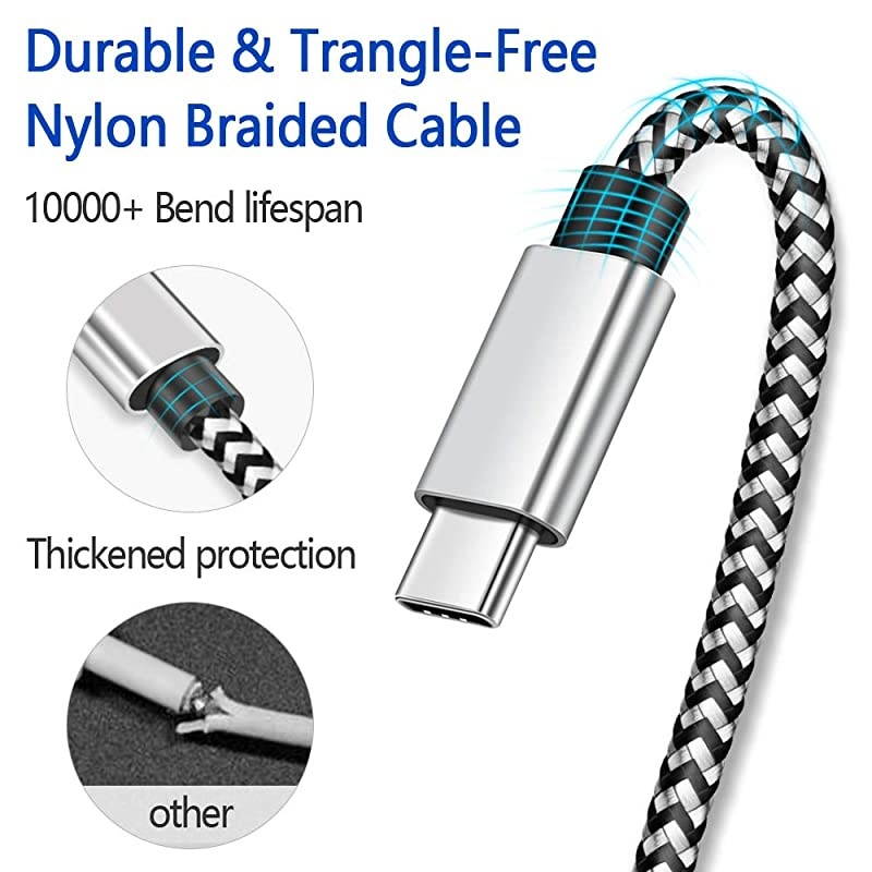 USB Type C Charging Cable Fast Charge10ft USB C Charger Cable  Nylon Braided Long Type C Cable for Samsung Galaxy S9 S10 S8 Plus Note10 9 8 Moto Z Google Pixel LG V40 G8 G7