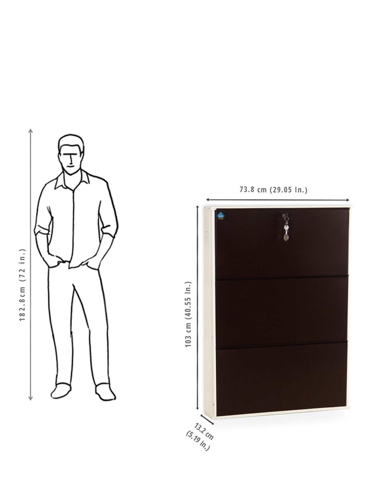 Delite Kom Metal Shoe Rack - 29" 3 Shelf, Ivory Coffee, PowderCoat, Wall Mount, DIY