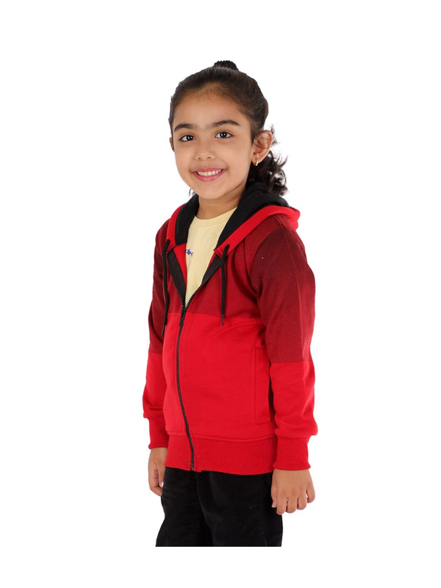 Ahhaaaa Kids Red Solid Hoodie