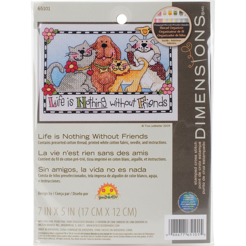 Dimensions Mini Stamped Cross Stitch Kit 7"X5"-Life Is Nothing Without Friends