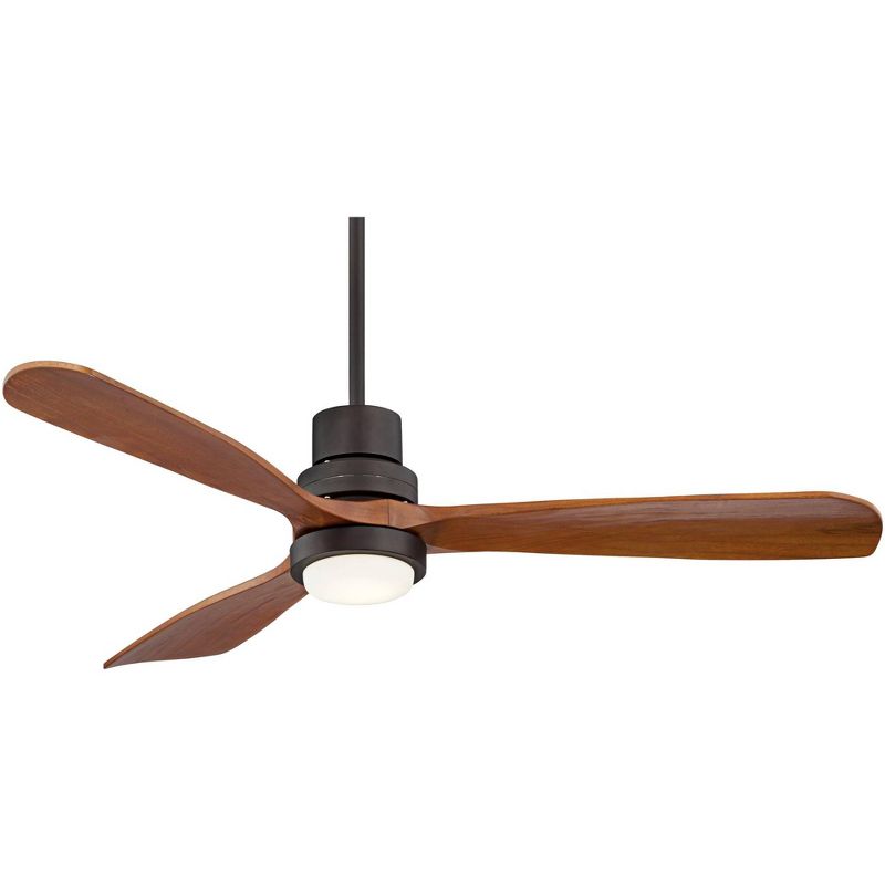 52" Casa Vieja Modern Outdoor Ceiling Fan with Light Solid Wood Delta-Wing Oil Rubbed Bronze Damp Rated for Kitchen Patio