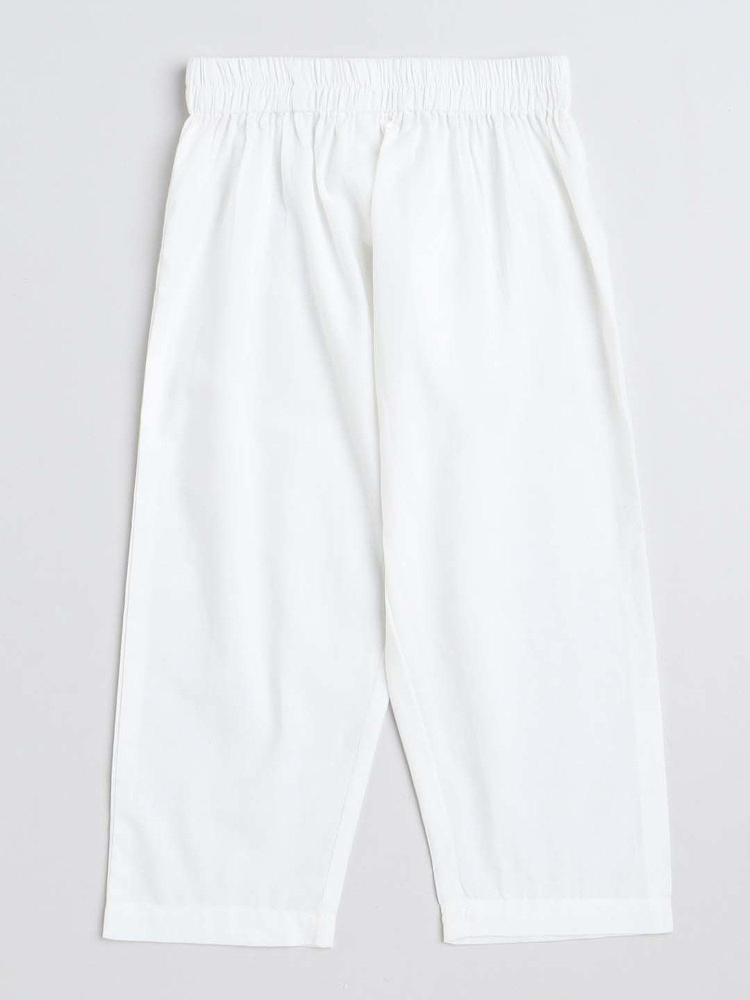 The Magic Wand Kids Turquoise Blue & White Cotton Floral Print Full Sleeves Kurta Set