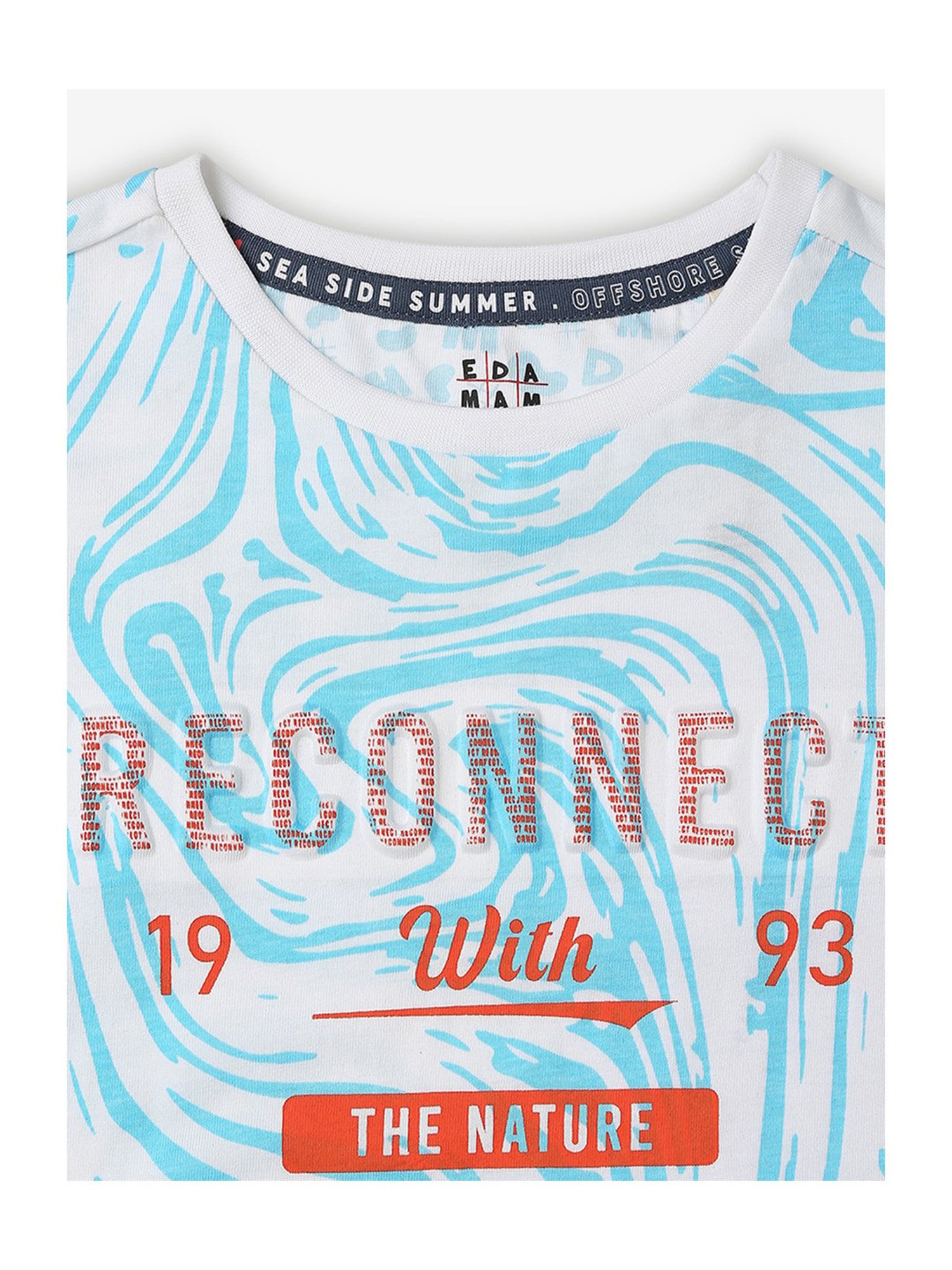 Ed-a-Mamma Kids Light Blue & White Printed T-Shirt