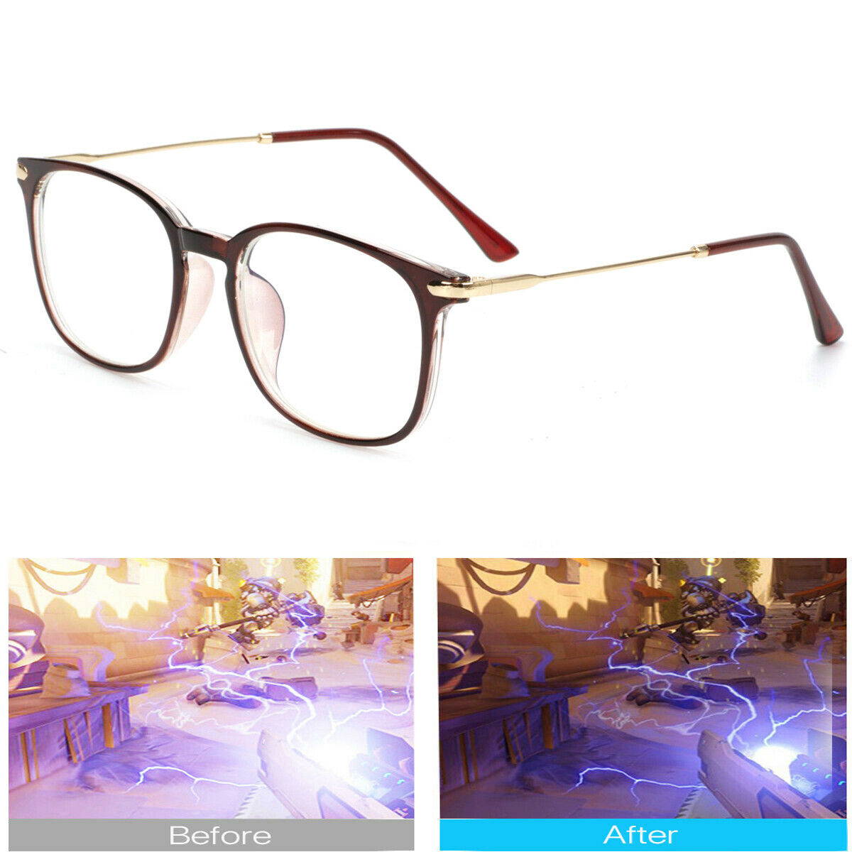 Computer Gaming Blue Light Blocking Glasses Retro Anti Glare Eyewear Vision Care