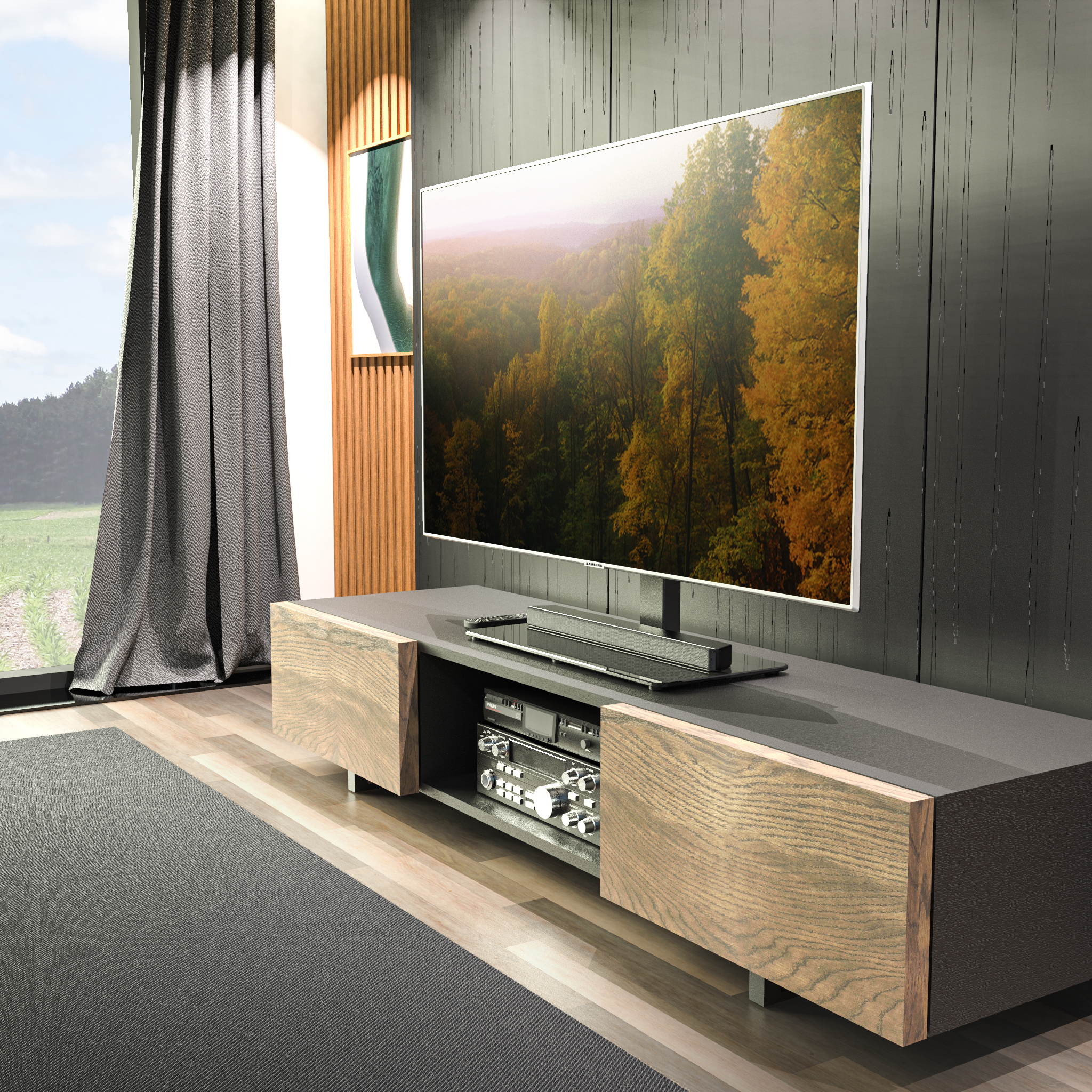 Large Tabletop TV Stand Mount with 35&deg; Swivel, 37"-70" TVs up to 88lbs