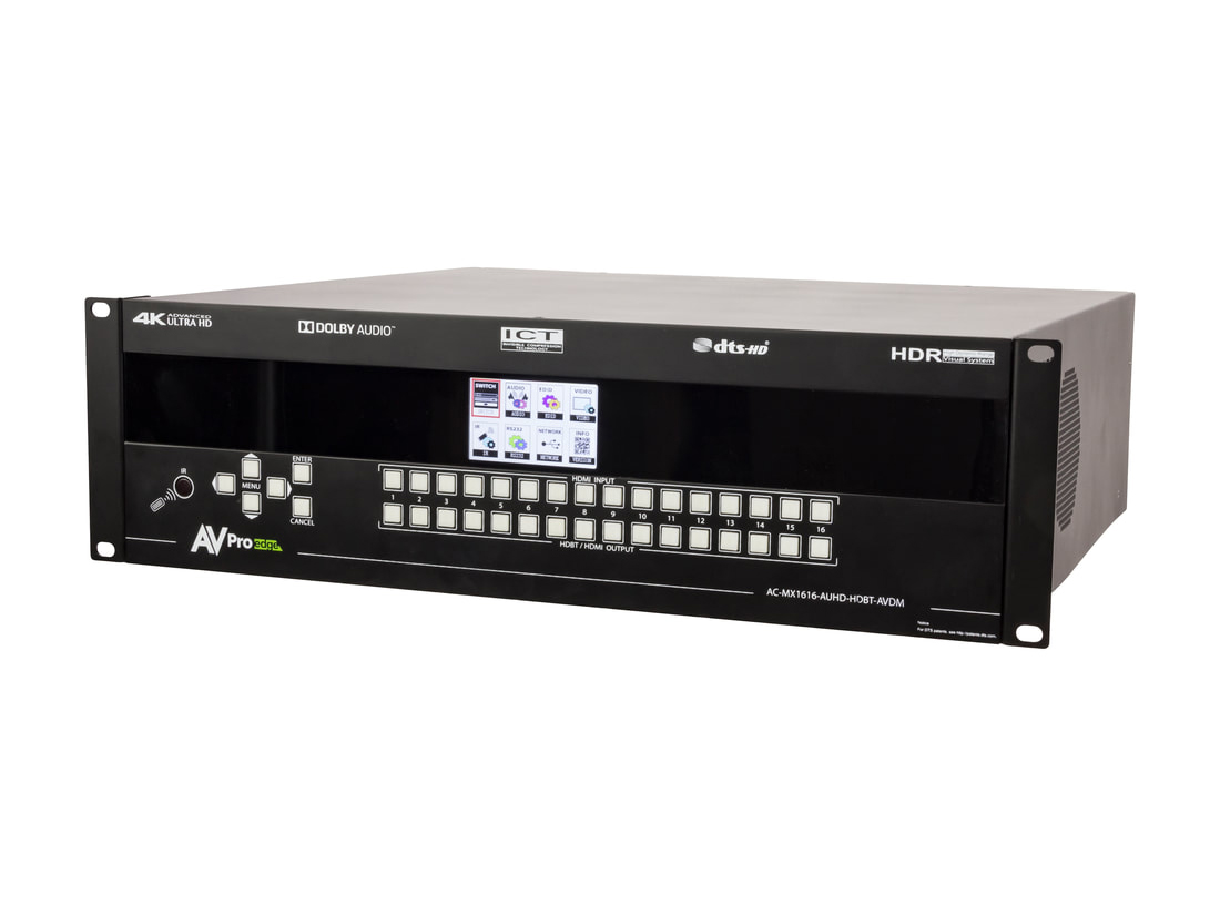18Gbps 4K 16x16 HDMI/HDBaseT Matrix Switch with ICT/mirrored HDMI/IR/RS232/Audio Matrixing/Downmixing