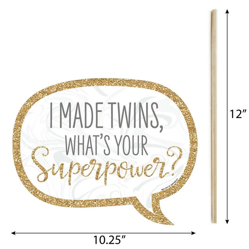 Big Dot of Happiness Funny It's Twins - Gold Twins Baby Shower Photo Booth Props Kit - 10 Piece