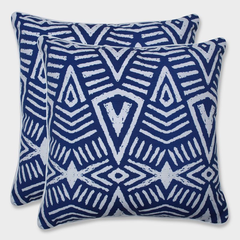 18.5" 2pk Geometric Dimensions Throw Pillows Blue - Pillow Perfect