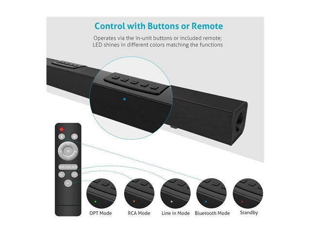 Sound Bar 2020 [Upgraded] , Meidong Sound Bars for TV 36 inch Wireless and Wired Bluetooth Soundbar Home Theater Surround Speakers with Optical Cable