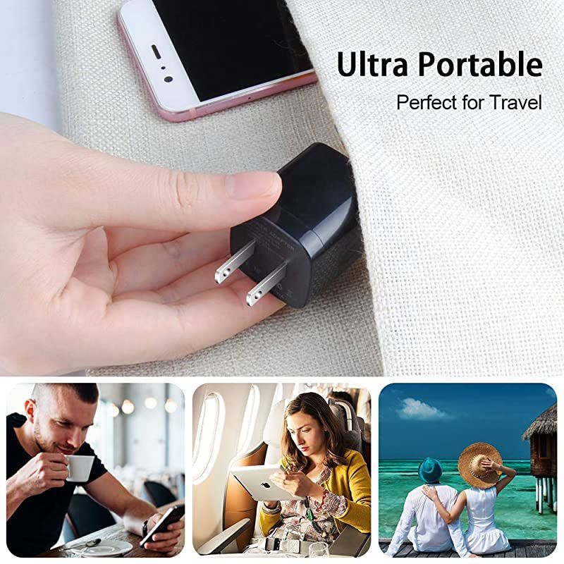 USB Wall Charger, Charger Block,  3-Pack One Port Wall Charger Box Cube Brick USB Plug Power Adapter for iPhone 11/Xs/XR/X/8/7/6 Plus, Samsung GalaxyS10 S10e S9 S8, Moto, LG, Nexus, Android