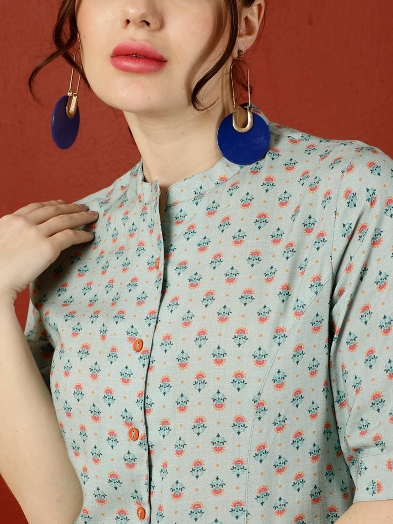 Jaipur Kurti Blue Printed Tunic