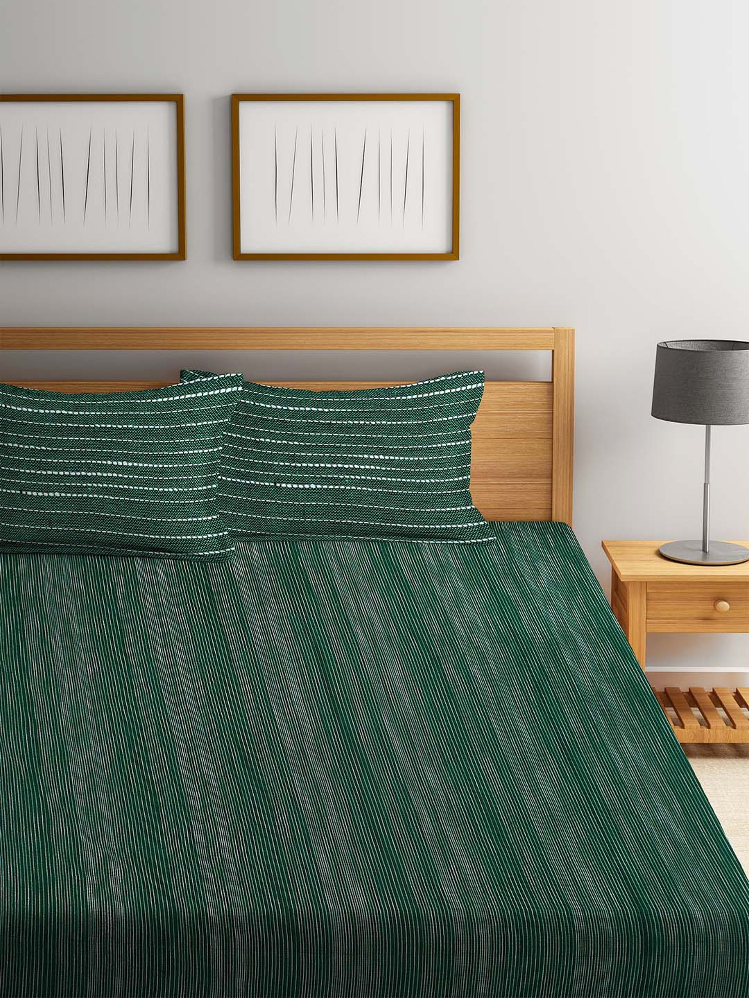 Klotthe Jacquard Collection Green 300 TC Bed Linen Set