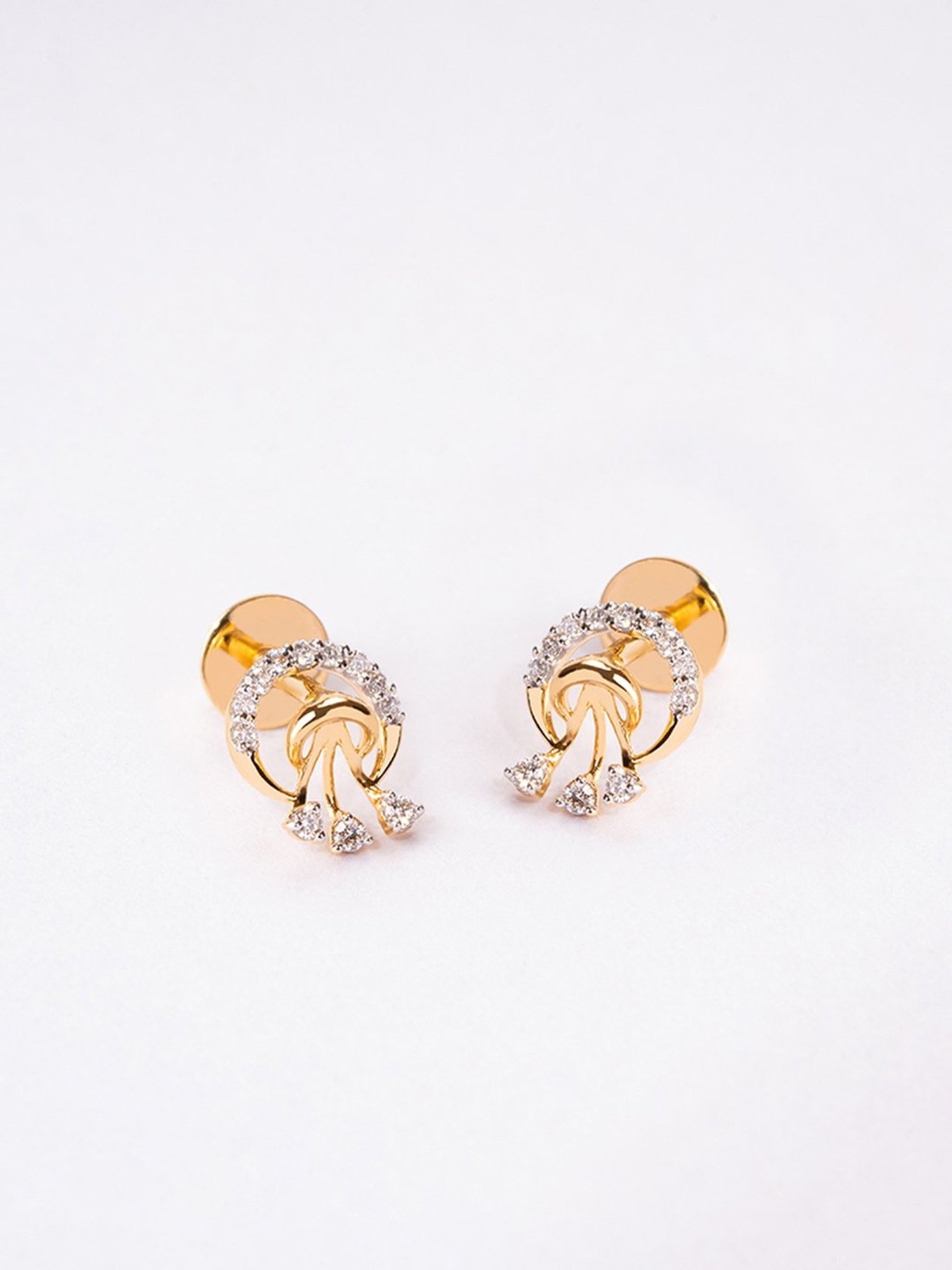 P.N.Gadgil Jewellers 14k Gold Archway Stud Diamond Earrings For Women