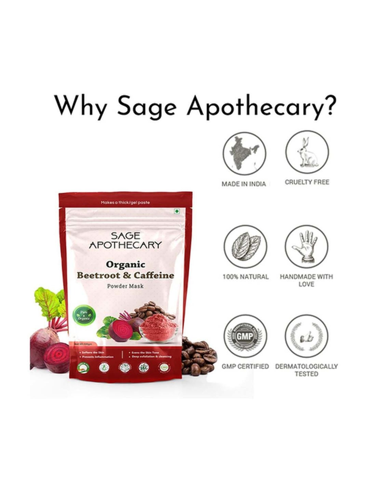 Sage Apothecary Beetroot Caffeine Face Mask - 100 gm
