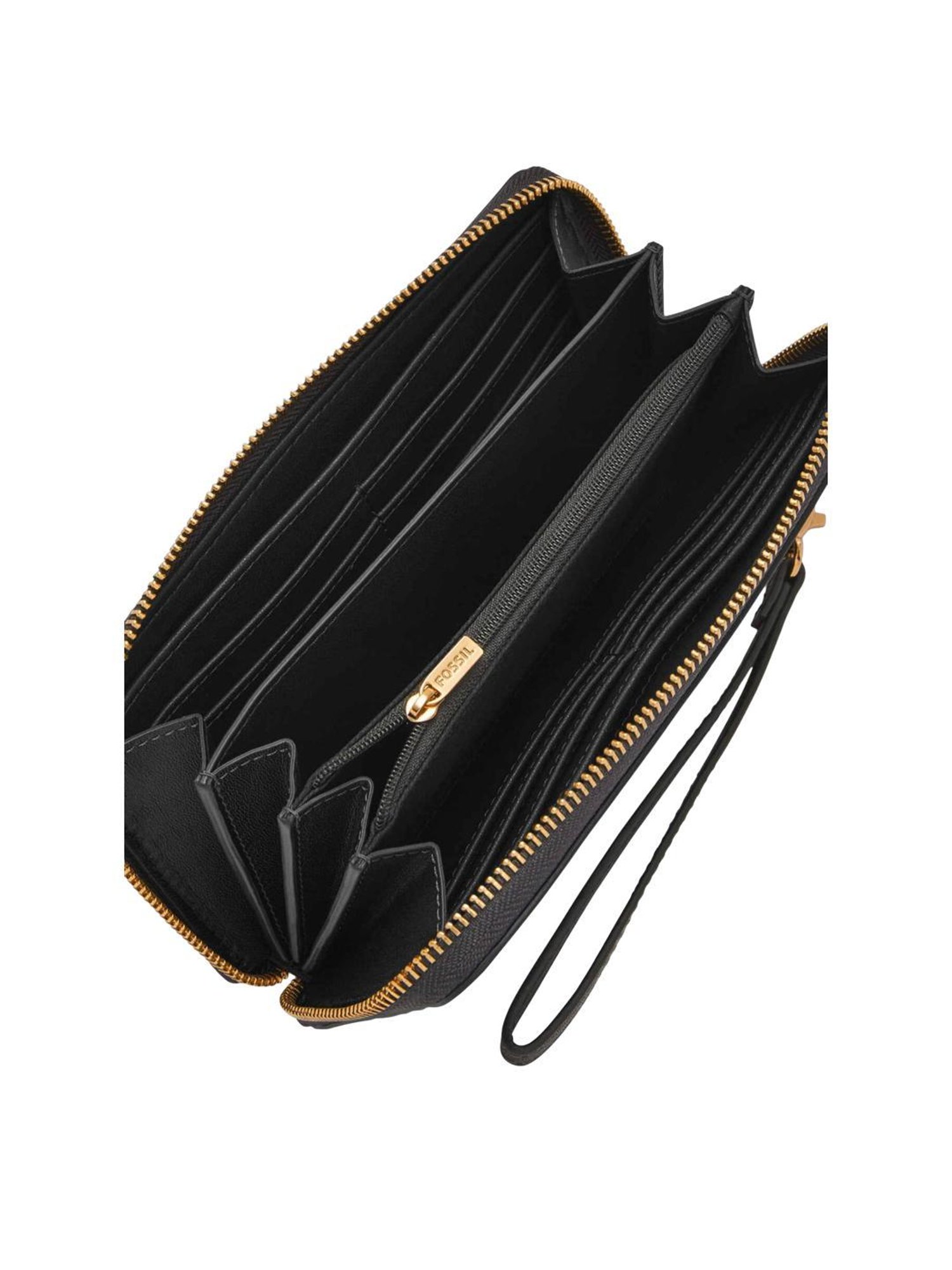 Fossil Black Solid Zip Around Wallet