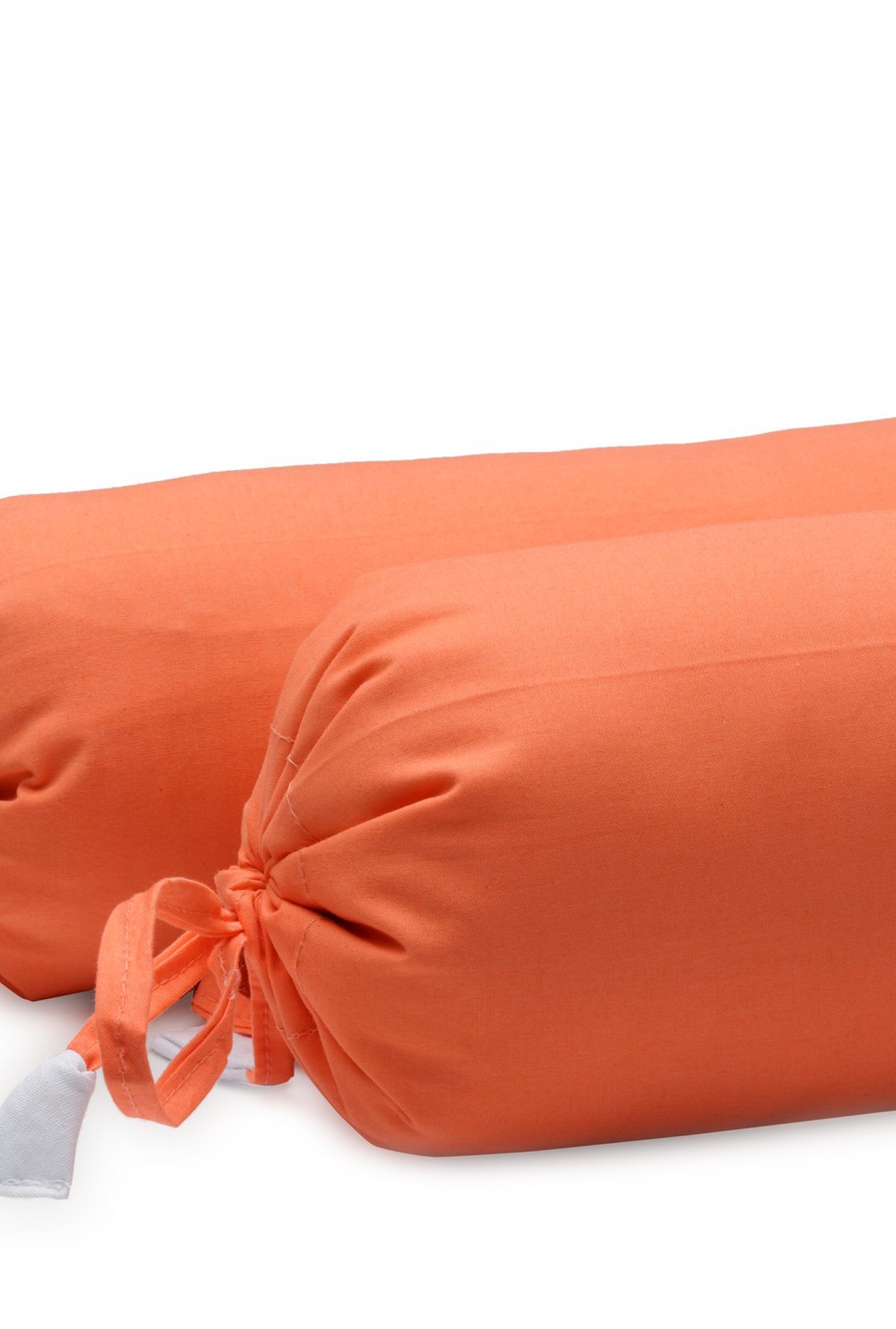 The Baby Atelier Orange Solid Cotton 400 TC Bolster Cover - Set of 2