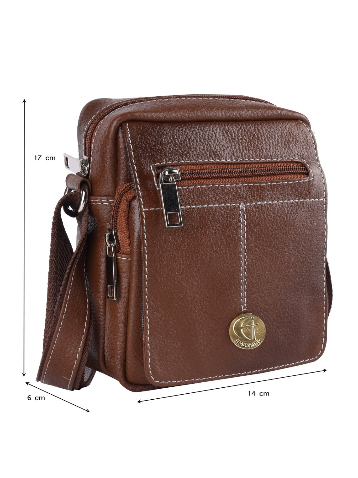 HiLEDER Pure Genuine Leather Messenger Shoulder Sling Cross Body Office Bag for Men and Women,Coffee
