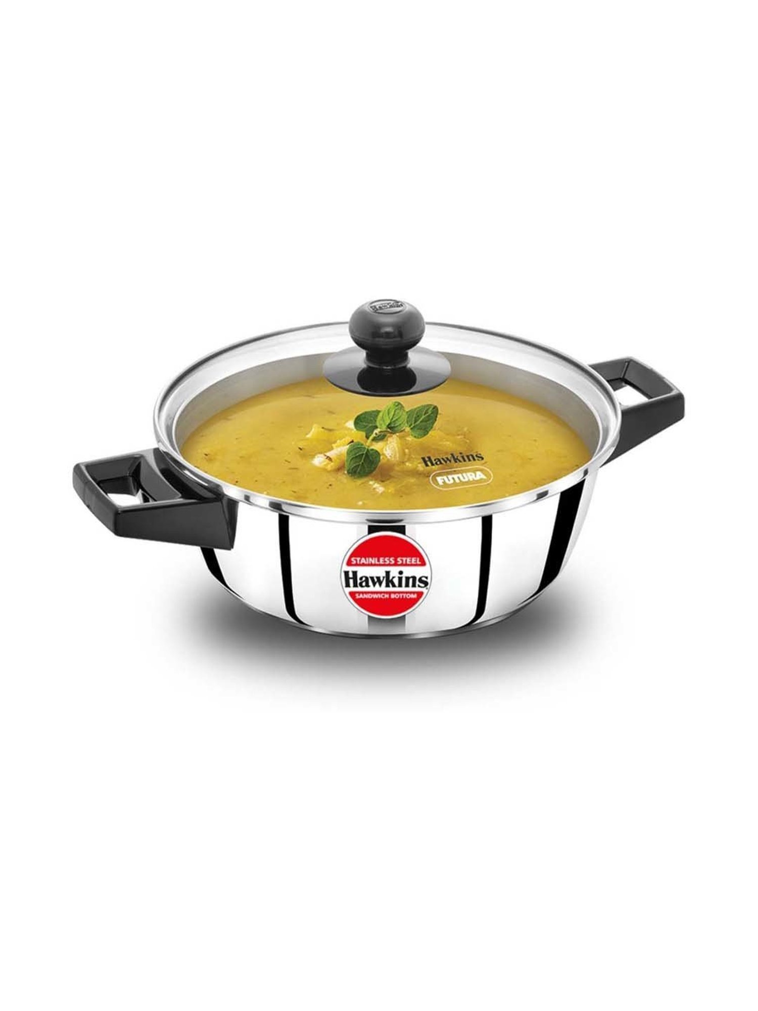 FnS Elantra Silver Stainless Steel Casserole With Lid (0.9 L)