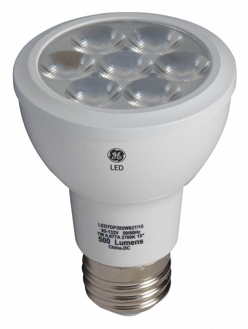 GE LED PAR20 Dimmable Warm White Flood Light Bulb, 3000K, 7 W 93348