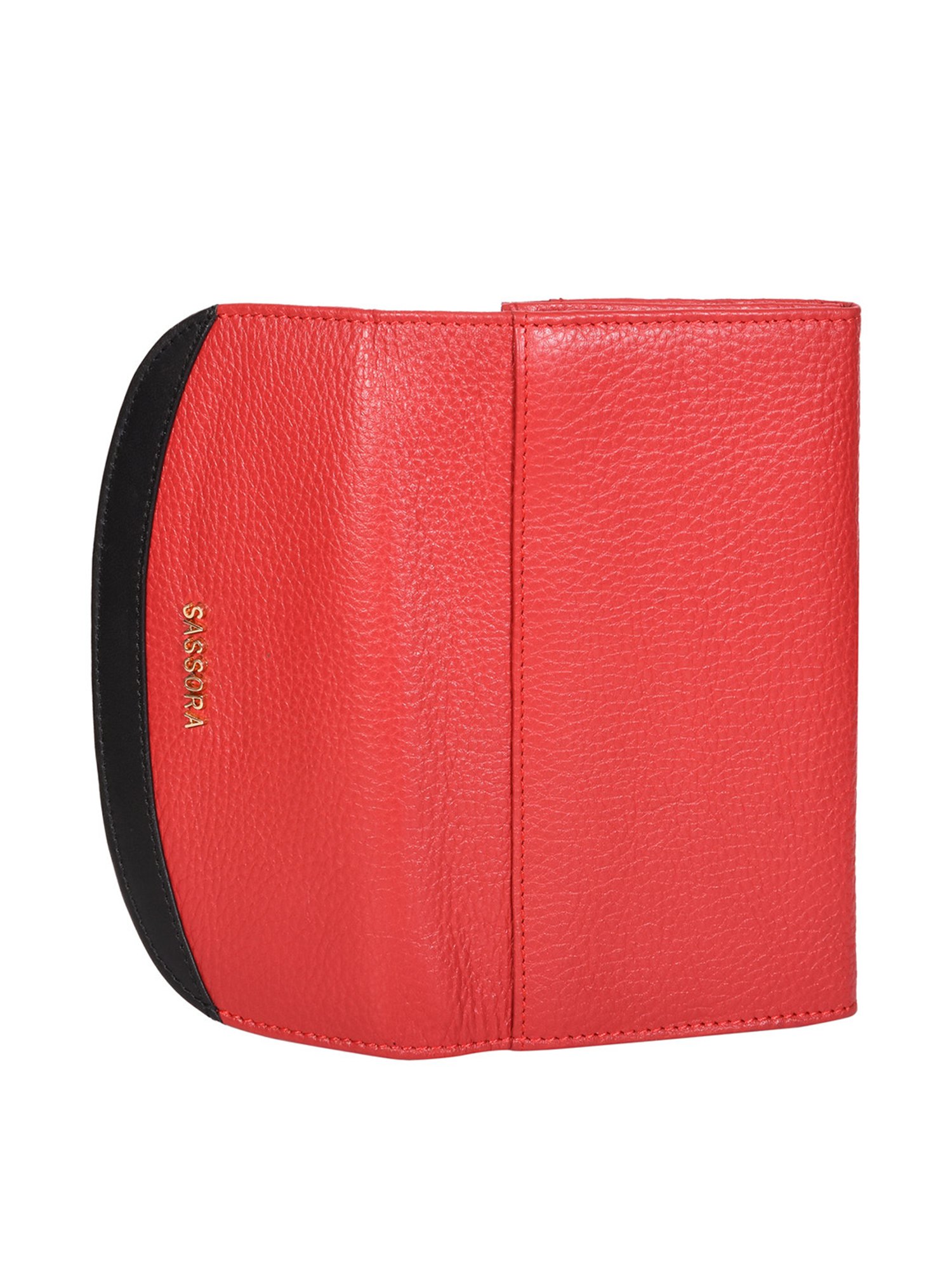 SASSORA Red & Black Solid Rfid Wallet for Women