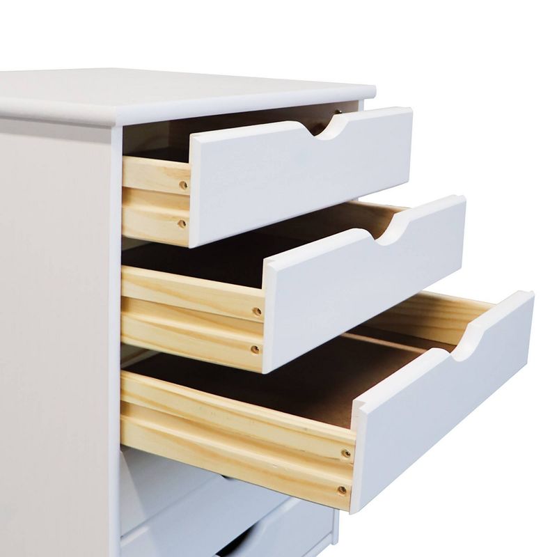 Adeptus Solid Wood 6 Drawer Wide Roll Cart White