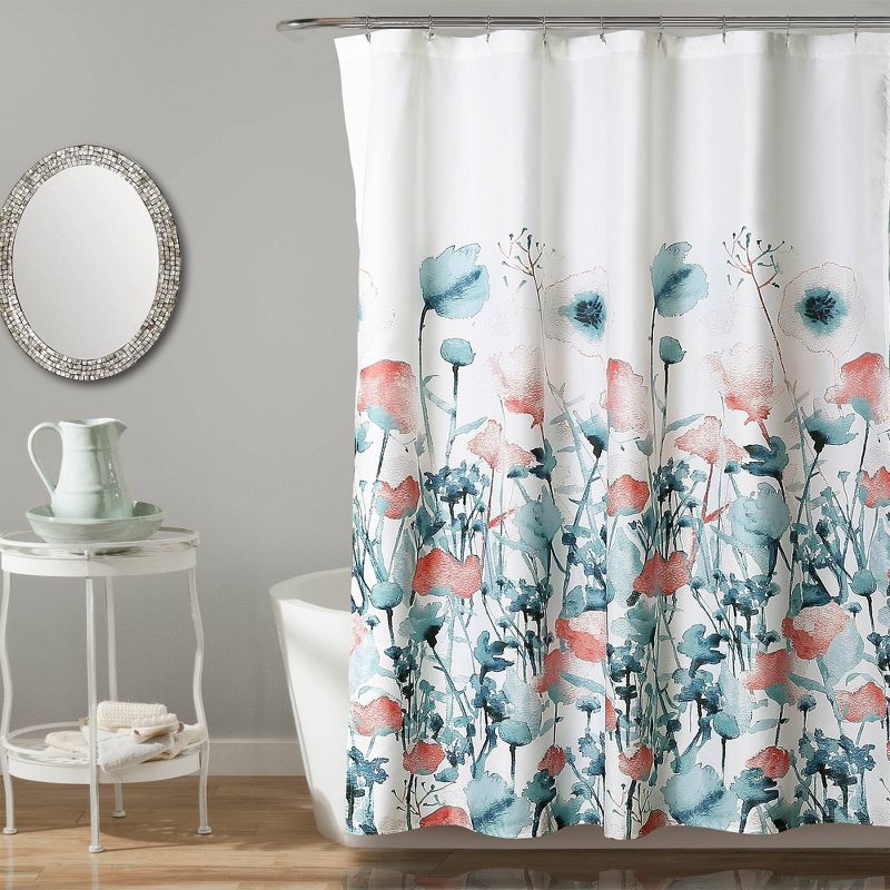 Zuri Flora Shower Curtain Blue - Lush Décor