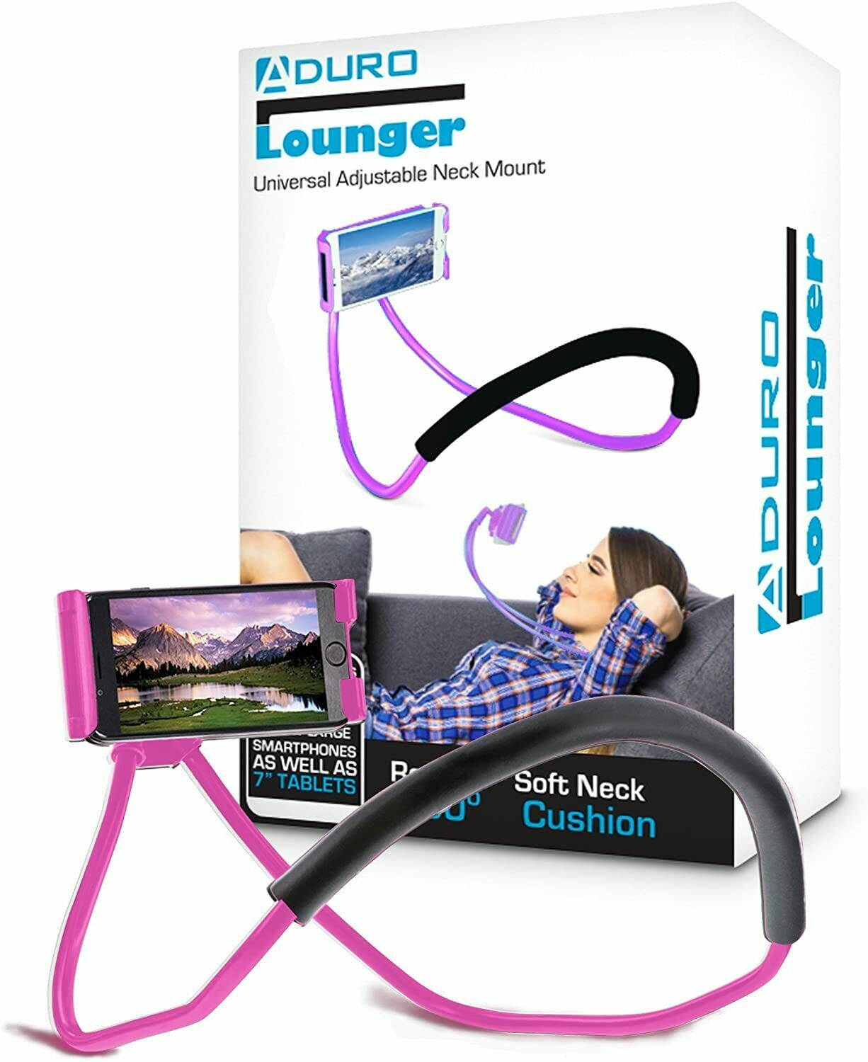 Aduro Lounger Cell Phone Mount Holder for Neck, Universal Smartphone Lazy Stand
