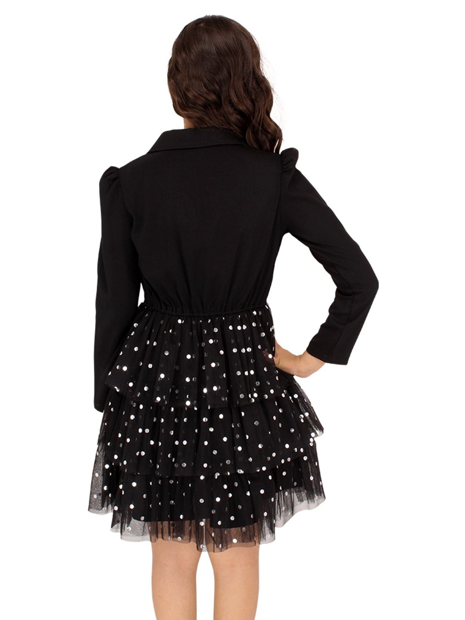 Cutecumber Kids Black Printed Full Sleeves Dress