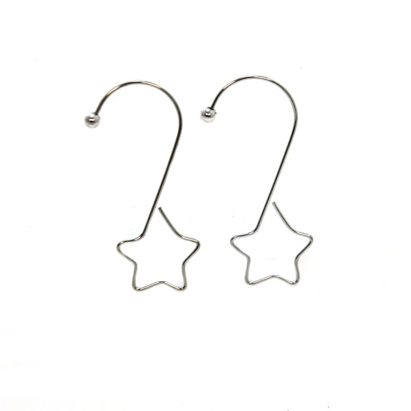 Inge Glas 2.0" S-Shape Silver Hook With Star Christmas Ornament Hanger