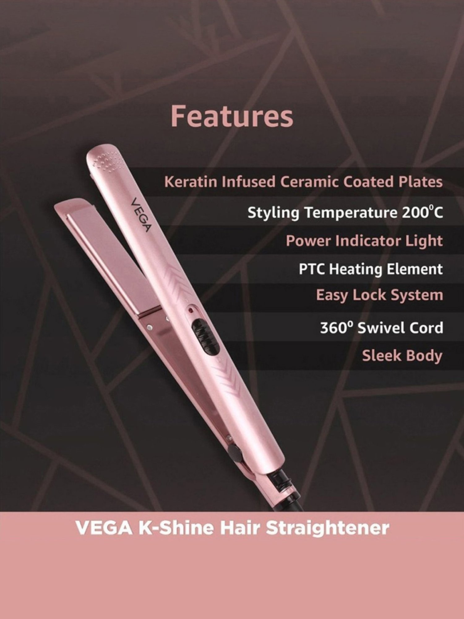 Nova NHC-522CRM Professional Hair Straightener (Black)