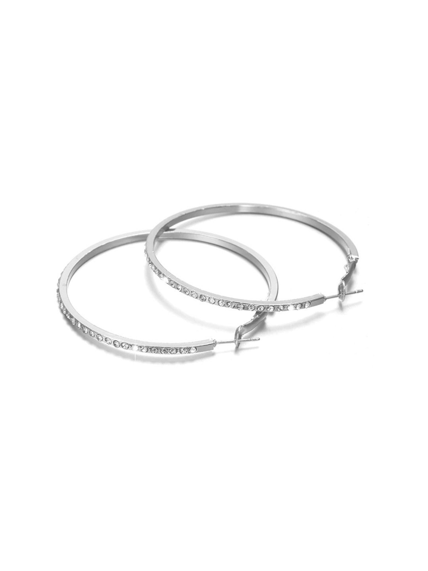 YouBella Silver White Hoop Earrings for Women