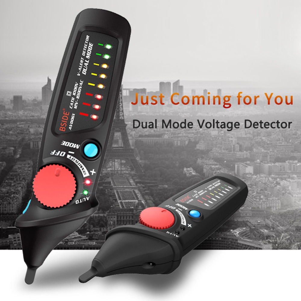 BSIDE Non-contact AC Voltage Tester Pen Shaped V~Alert Detector Auto/Manual Dual Mode NCV Tester Live Wire Check with Adjustable Sensitivity Sound and Light Alarm