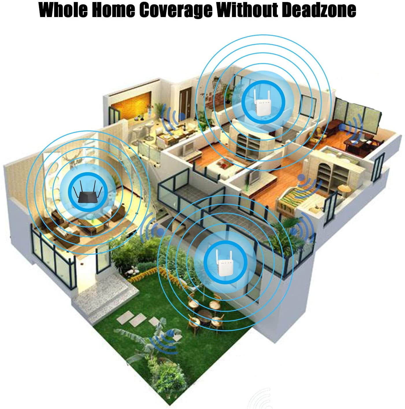 WiFi Range Extender, Super Boost WiFi Repeater Up to 300Mbps, 2.4G Network with 2 Antennas LAN Port Supports Repeater/AP