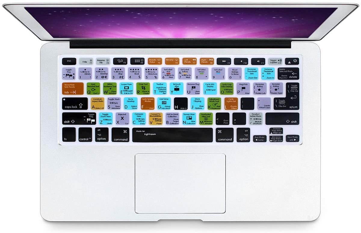 HRH Lightroom Shortcuts Hotkey Silicone Keyboard Cover Skin for MacBook Air 13,MacBook Pro13/15/17 (with or w/Out Retina Display, 2015 or Older Version)&Older iMac,USA and European Layout