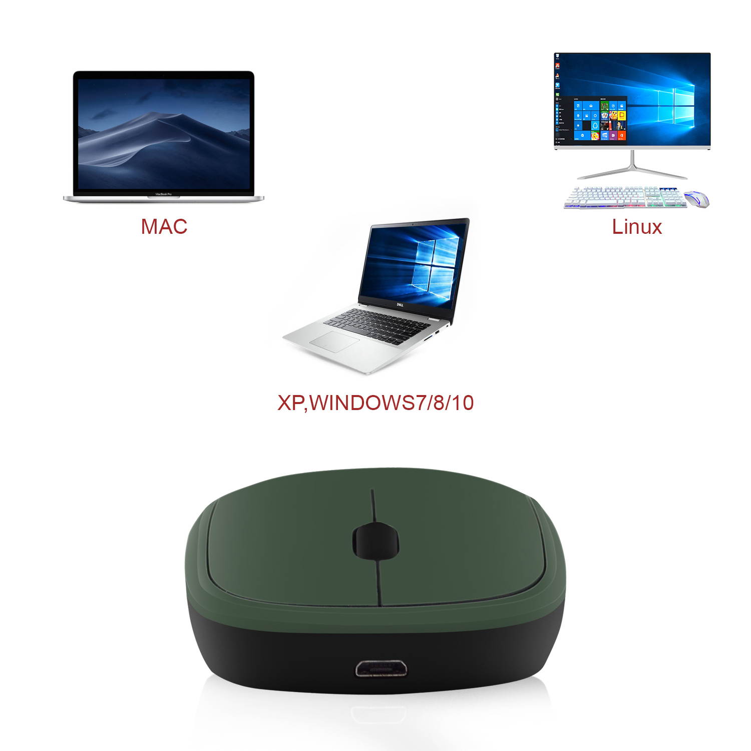 INMISS 2.4G Rechargeable Wireless Mouse with USB Receiver, Portable Ultra-Thin Noiseless Mouse for Notebook, PC, Laptop, Computer, MacBook