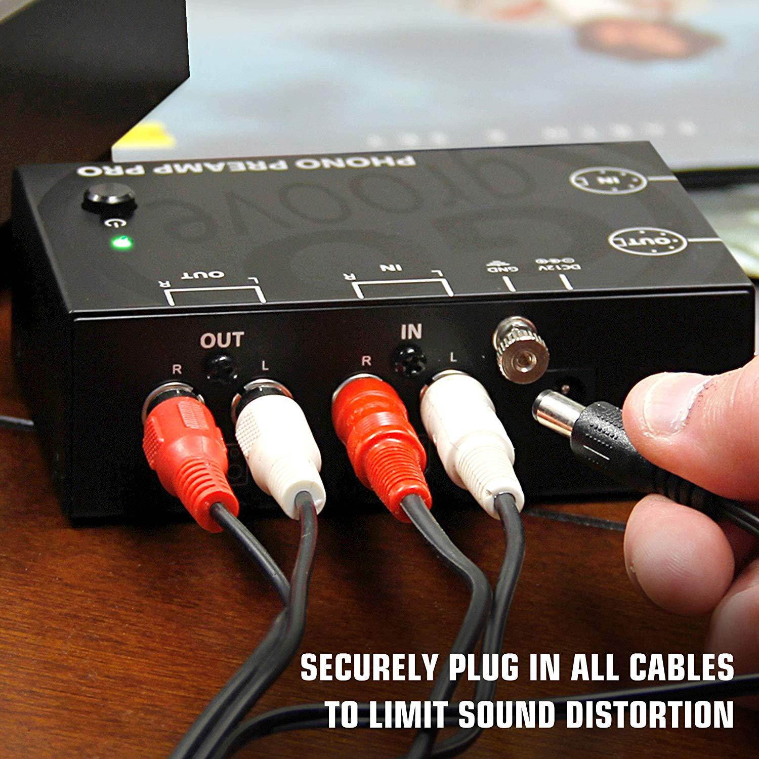 GOgroove Phono Preamp Pro Preamplifier with RCA Input/Output, DIN Connection, RIAA Equalization, 12V AC Adapter - Compatible with Vinyl Record Players, Turntables, Stereos, Mixers