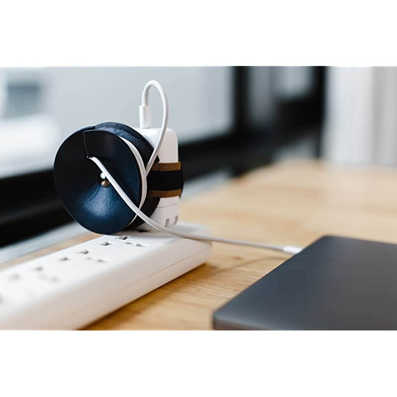 Leather Cable Organizer for MacBook Pro Power Adapter BlackStripes